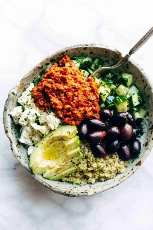 Roasted Red Pepper and Feta Mediterranean Bowl