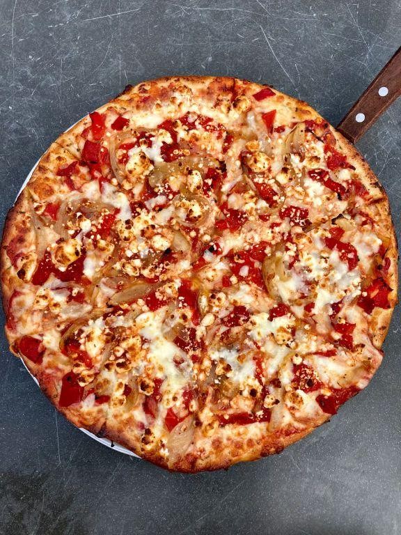 Roasted Red Pepper and Goat Cheese Pizza