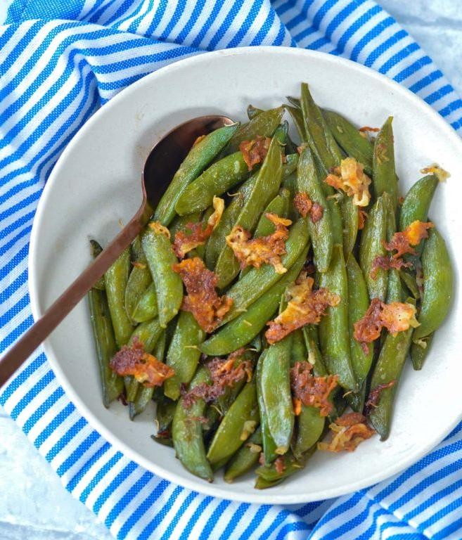 Roasted Snap Peas with Parmesan
