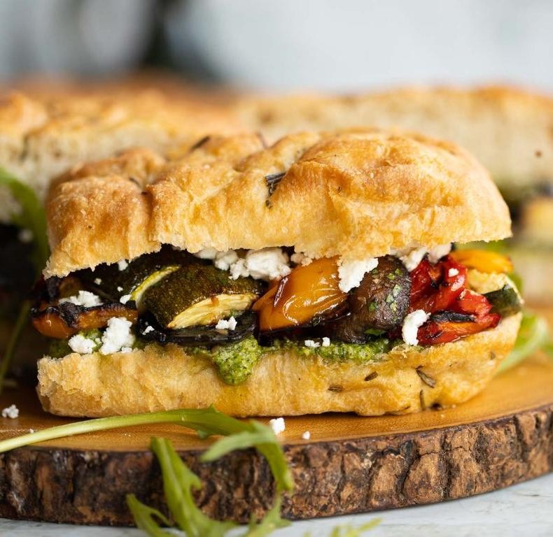 Roasted Vegetable Focaccia Sandwich