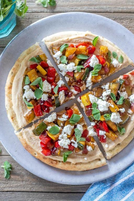Roasted Vegetable and Hummus Flatbreads