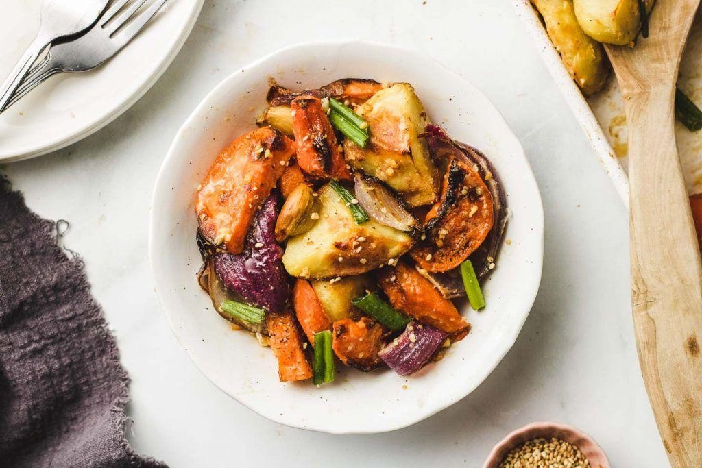 Roasted Vegetables with White Miso Glaze