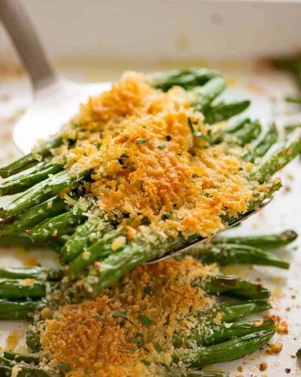 Roasted Yellow Beans with Parmesan Crumble