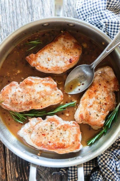 Rosemary and Apple Cider Pan Seared Pork Chops