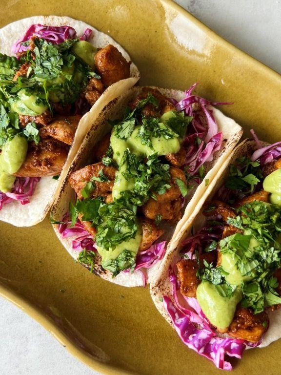 Rotisserie Chicken Tacos with Avocado Salsa