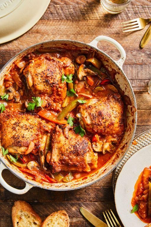 Rustic Tomato Basil Chicken Cacciatore