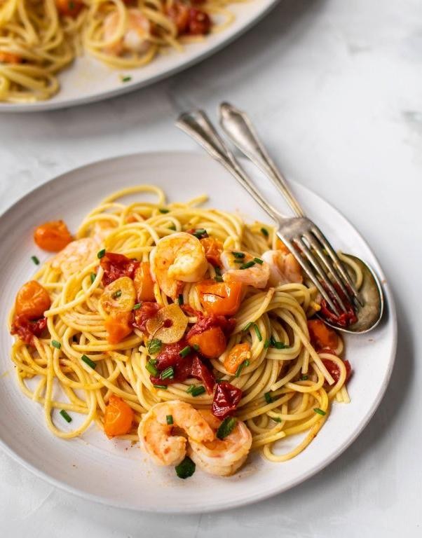 Saffron Shrimp Fettuccine
