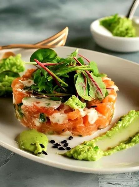 Salmon Carpaccio with Avocado Mousse