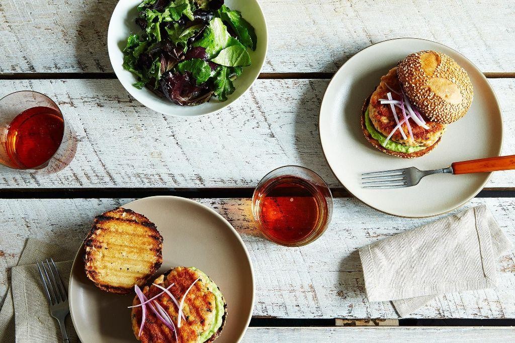 Salmon Kale Burgers with Avocado Aioli