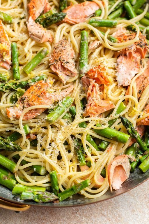 Salmon and Asparagus Alfredo