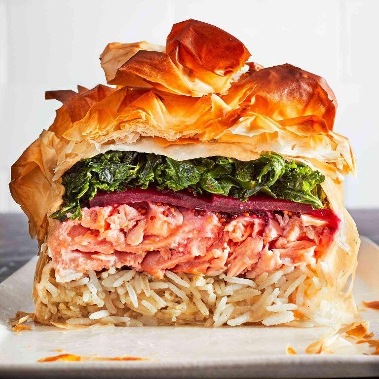 Salmon and Kale Pie with Puff Pastry