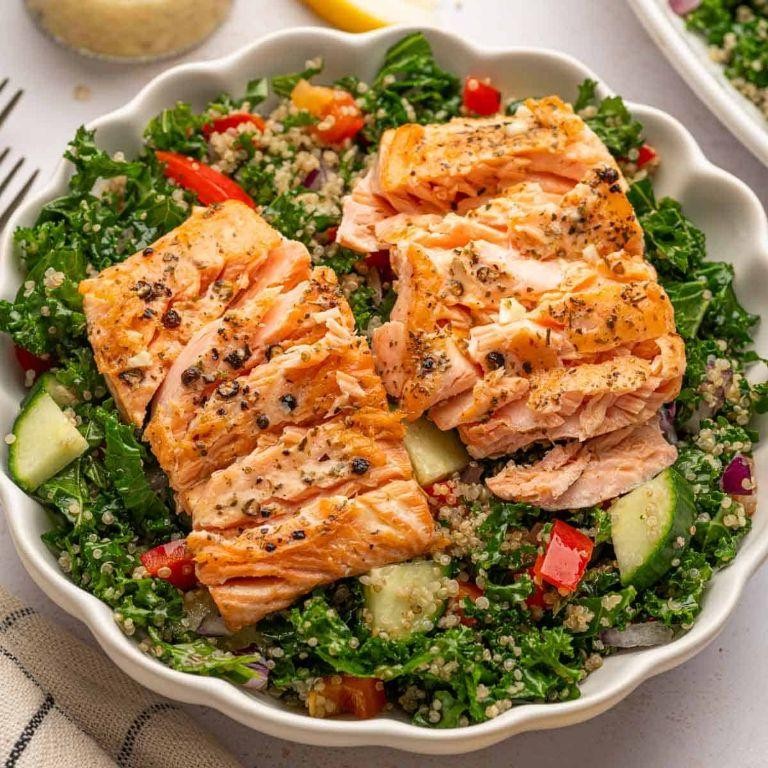 Salmon and Kale Quinoa Salad with Citrus Dressing