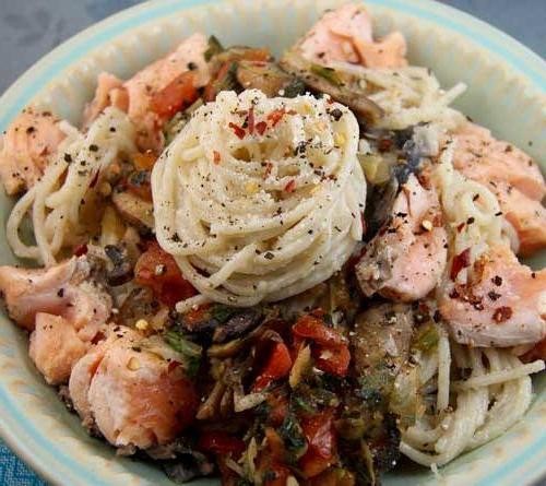 Salmon and Mushroom Tagliatelle