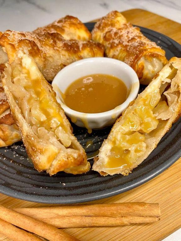 Salted Caramel Cheesecake Egg Rolls