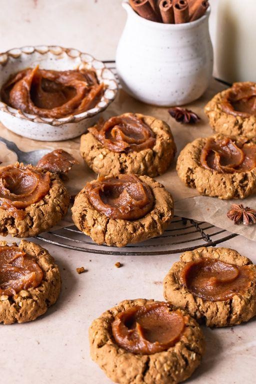 Salted Caramel Peanut Butter Oatmeal Thumbprints