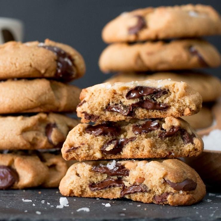 Salted Peanut Butter Chocolate Chip Cookies