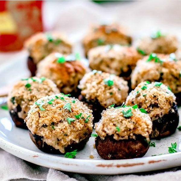Sardine-Stuffed Mushrooms with Garlic and Parsley