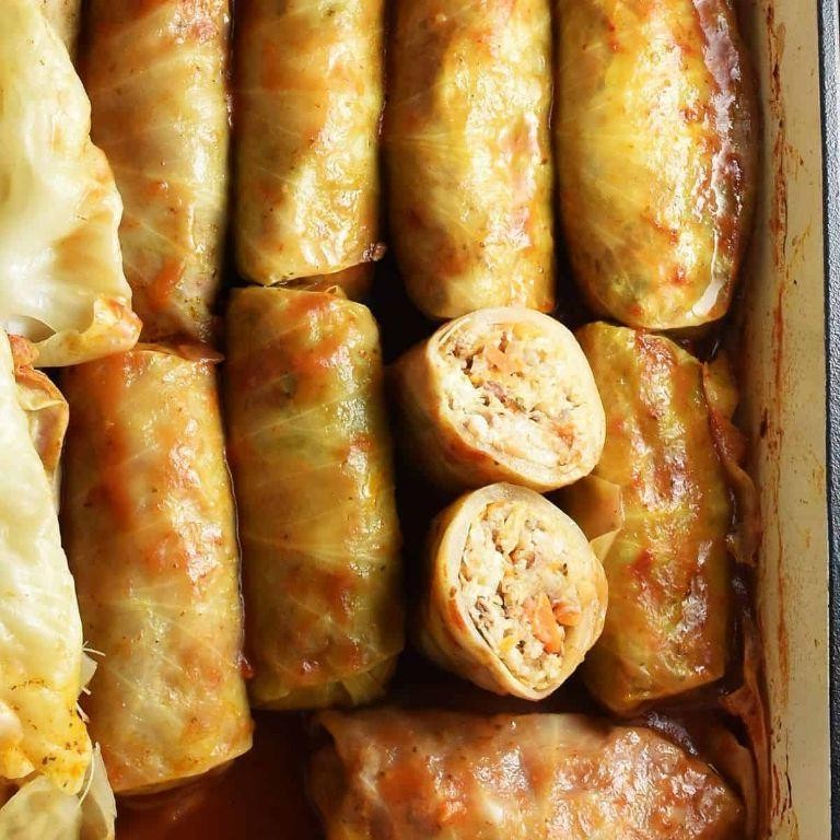 Sauerkraut-Stuffed Cabbage Rolls