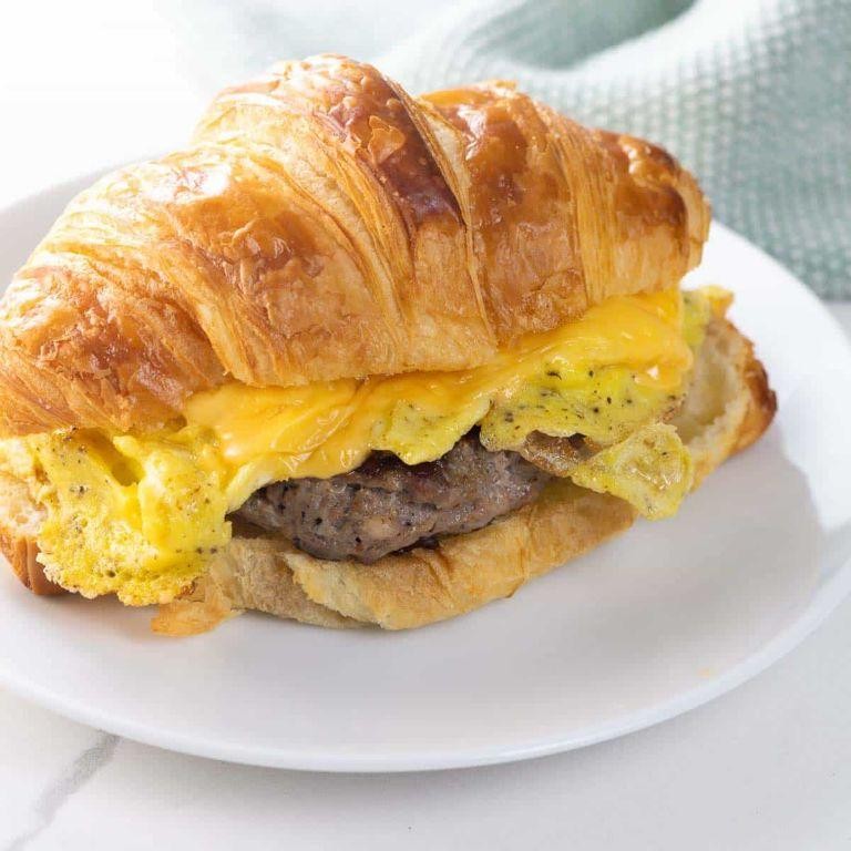 Sausage, Egg, and Cheddar Croissant Bake