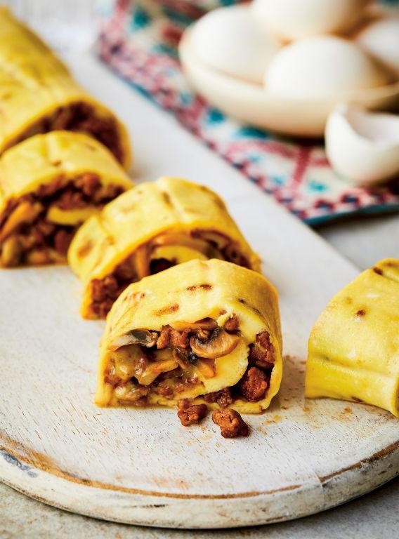 Sausage, Mushroom, and Cheese Omelette