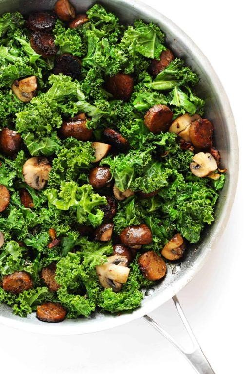 Sausage, Mushroom, and Kale Sauté