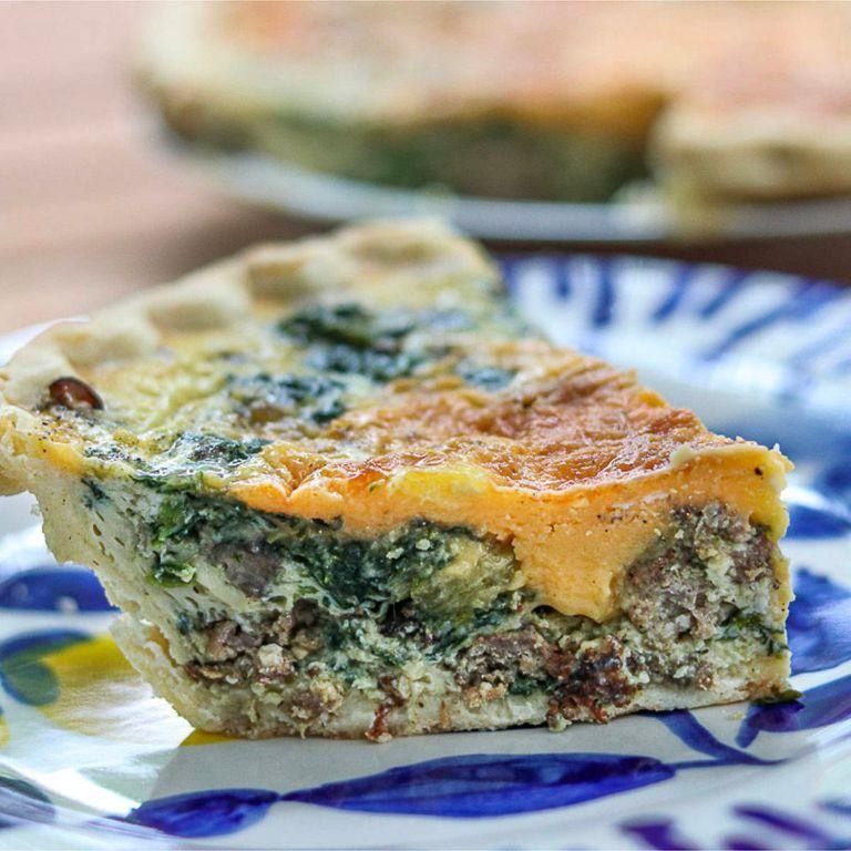 Sausage, Mushroom, and Spinach Quiche