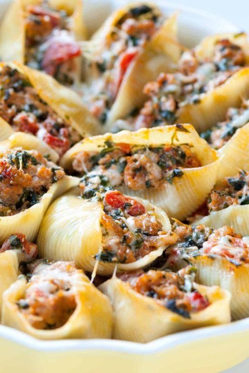 Sausage, Spinach, and Cheese Stuffed Shells