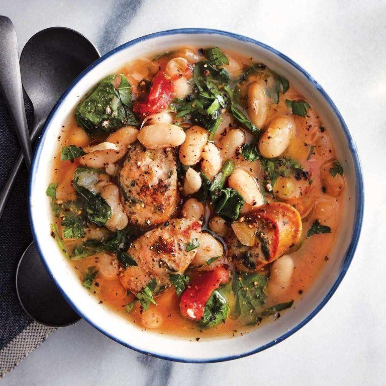 Sausage, Spinach, and White Bean Casserole