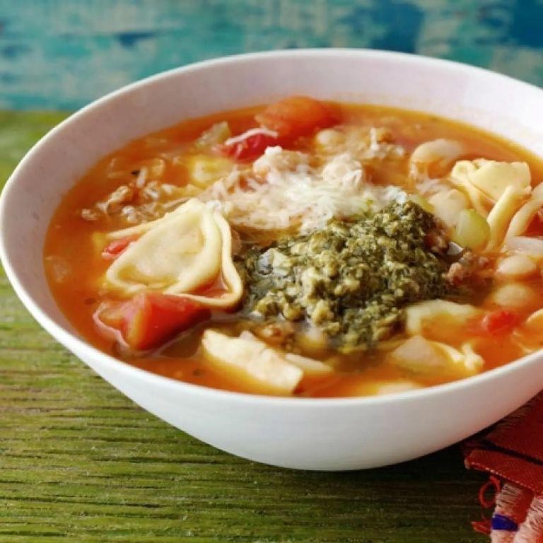 Sausage Tortellini Soup with White Beans and Rosemary