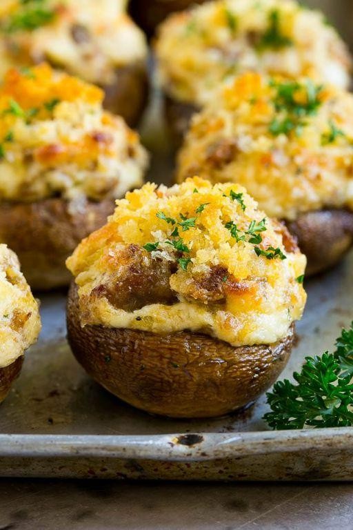 Sausage and Cheese-Stuffed Mushrooms