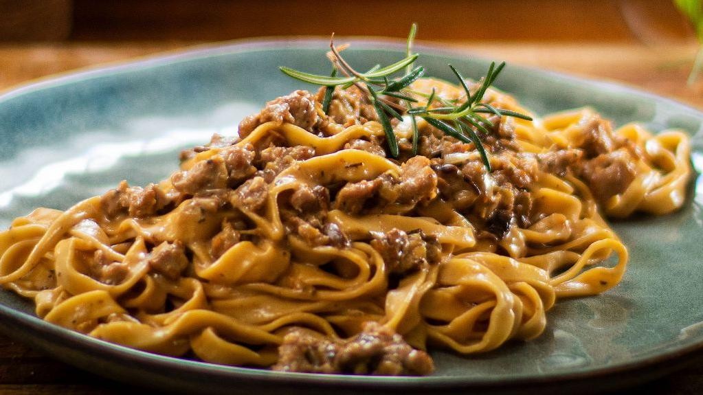 Sausage and Mushroom Fettuccine