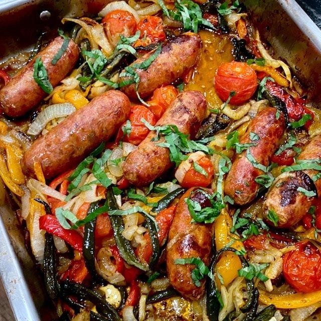 Sausage and Pepper Dump-and-Roast