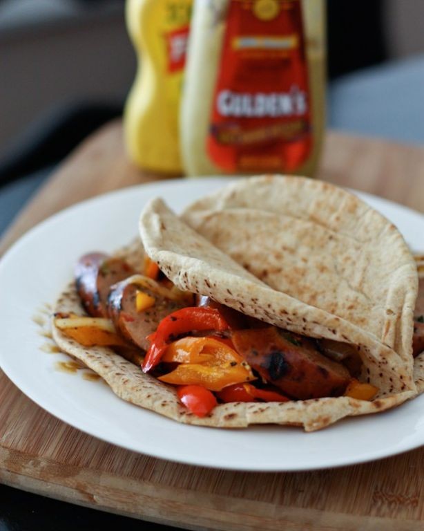 Sausage and Peppers Pita Pockets