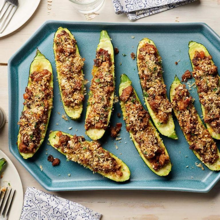 Sausage-Stuffed Zucchini Boats