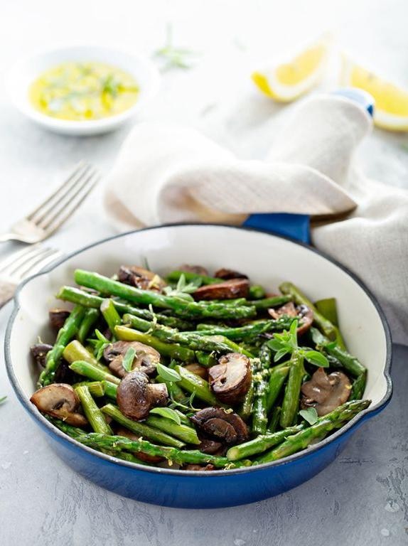 Sautéed Asparagus and Mushrooms with Lemon Zest