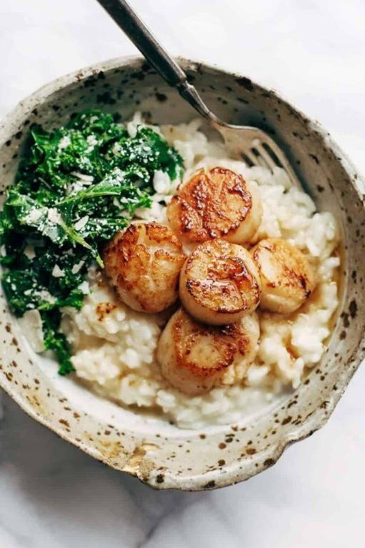 Sauteed Scallops with Creamy Parmesan Risotto