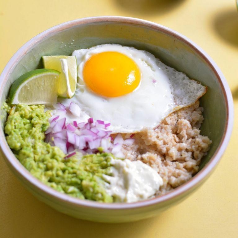 Savory Avocado & Egg Oatmeal Bowl