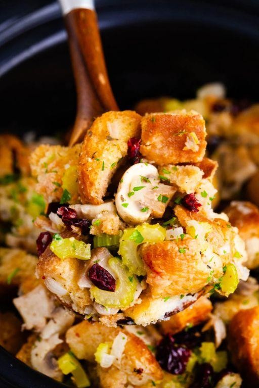 Savory Bacon and Herb Crockpot Stuffing