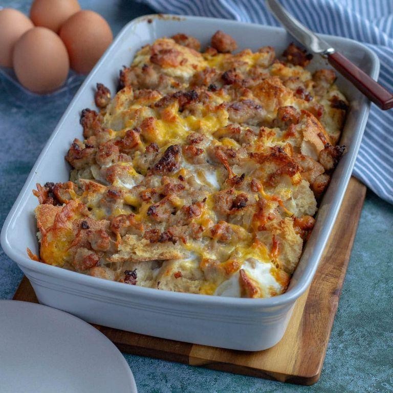 Savory Bread Pudding with Sausage