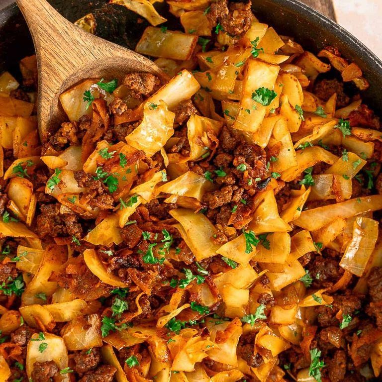 Savory Cabbage, Ground Beef, and Potato Broth