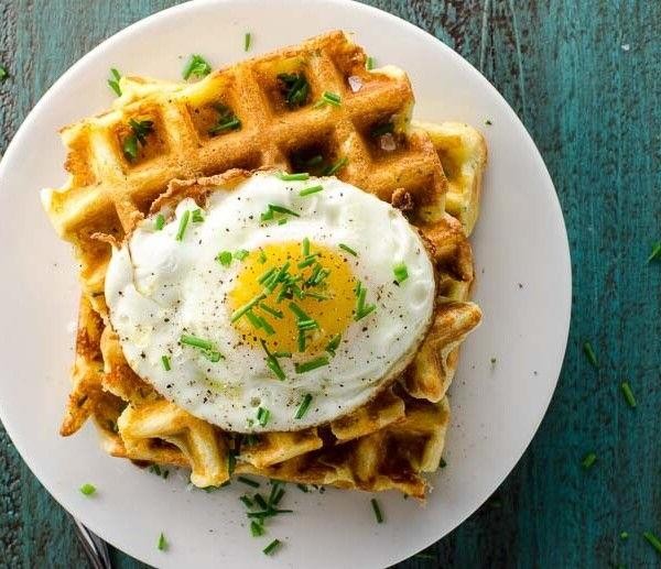 Savory Cheddar and Chives Waffles