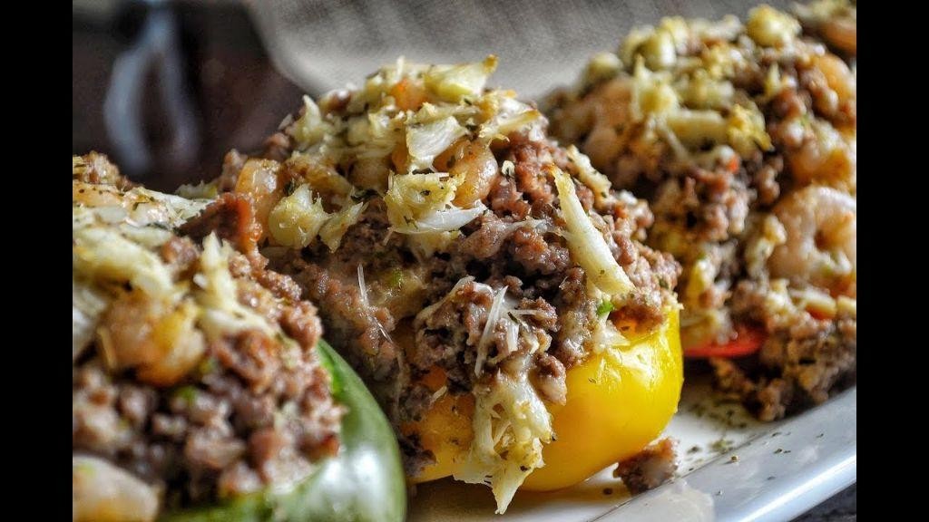 Savory Ground Beef and Shrimp Stuffed Peppers