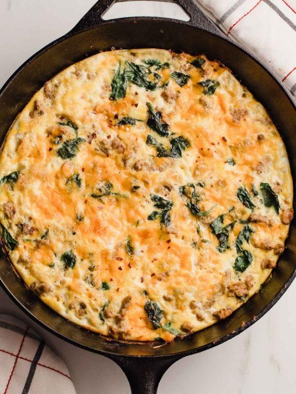 Savory Ground Turkey and Spinach Frittata