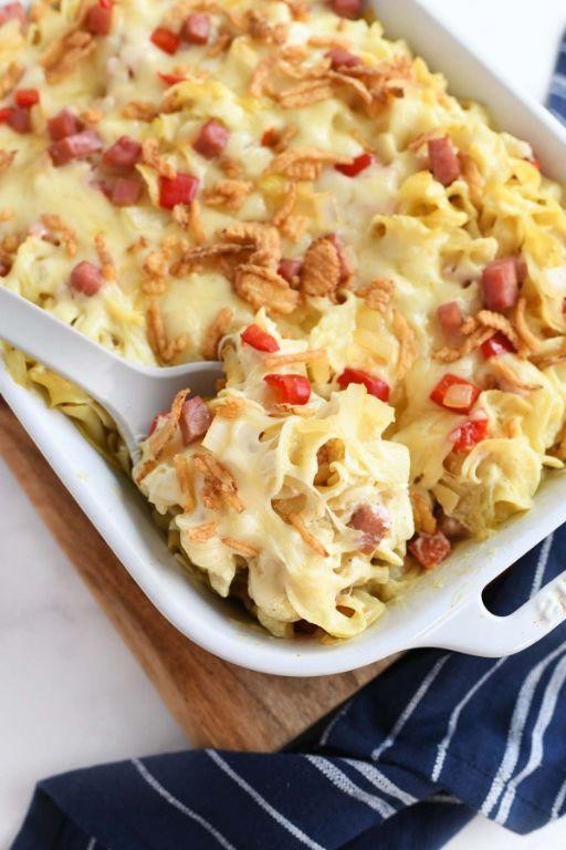 Savory Ham and Swiss Noodle Casserole