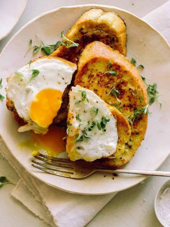 Savory Herb and Cheese Challah French Toast