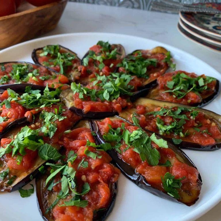 Savory Italian Pan Fried Eggplant with Tomatoes