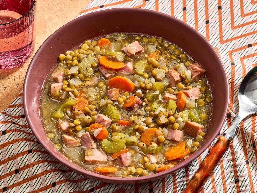Savory Lentil Soup with Ham
