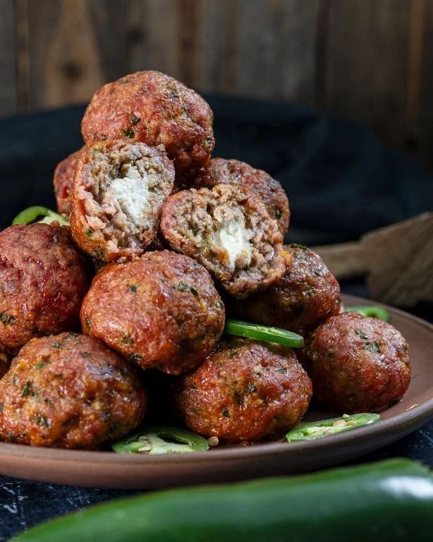 Savory Meatballs with Cream Cheese Filling