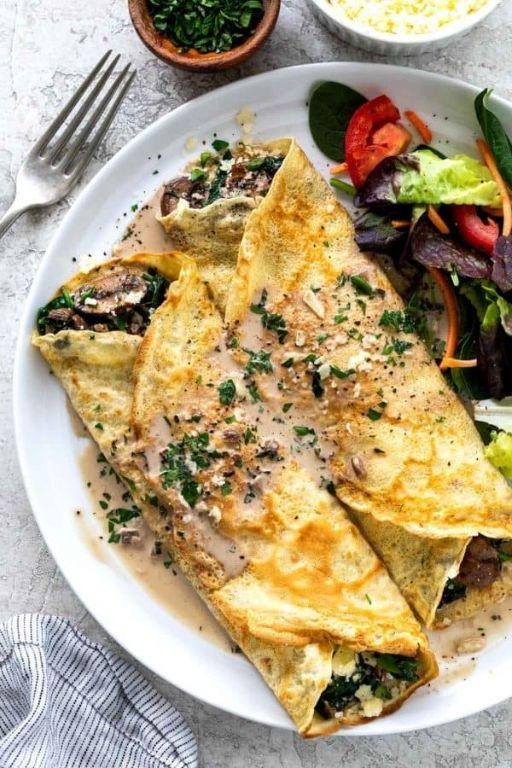 Savory Mushroom Crepes with Cream Sauce