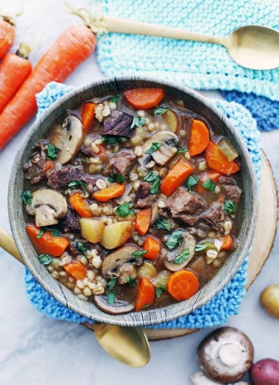 Savory Mushroom and Beef Barley Soup